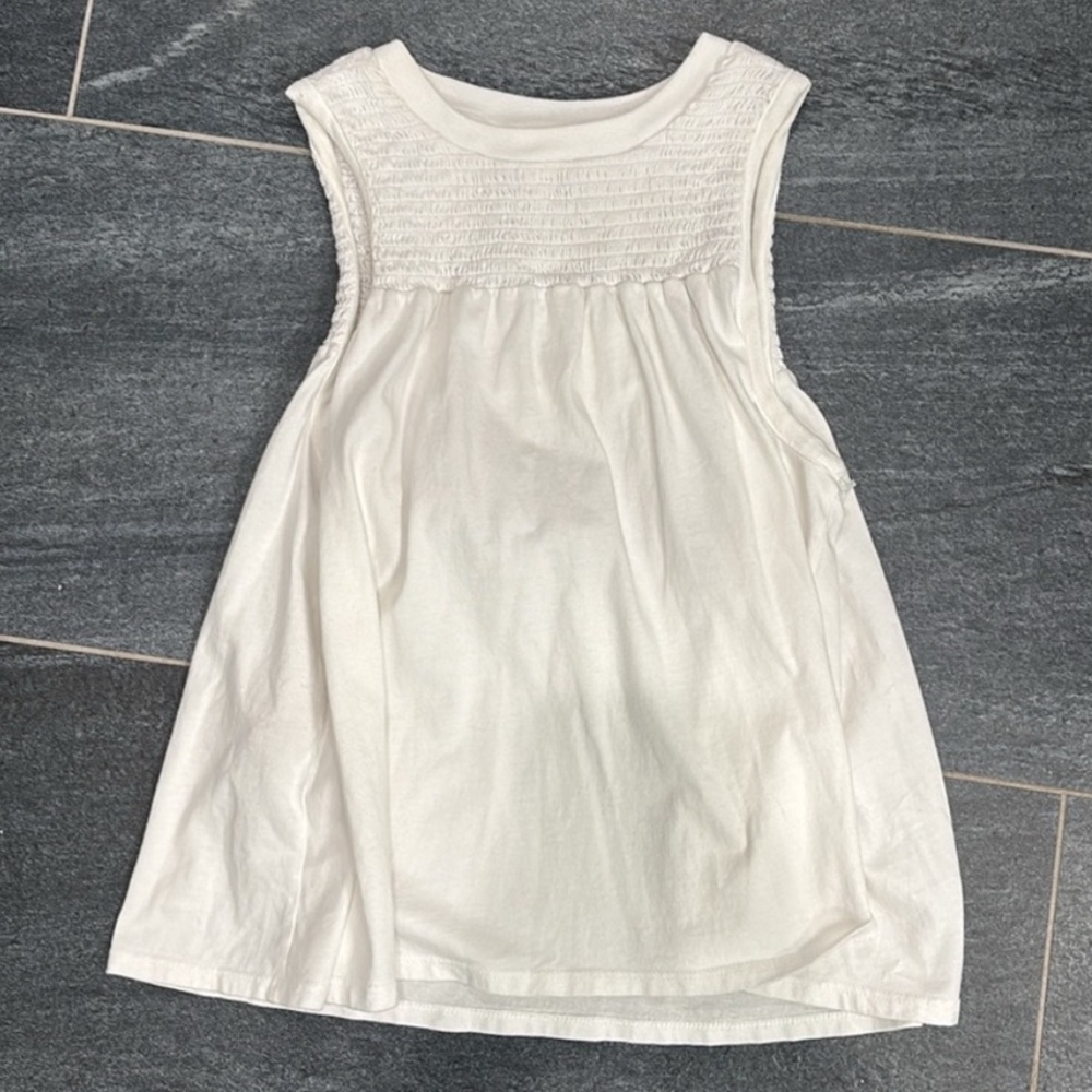 Dainty Cotton Tank with Shirred High Neck
